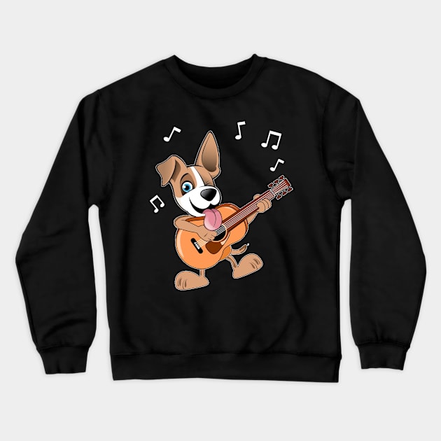 Guitar Music Dog T-Shirt Funny Pet Gift Idea Crewneck Sweatshirt by Danielsmfbb